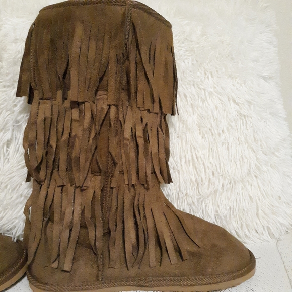 CHATZ by Chatties Fringed Boots Size 7-8 Southwest Cowgirl Booties - Picture 2 of 6